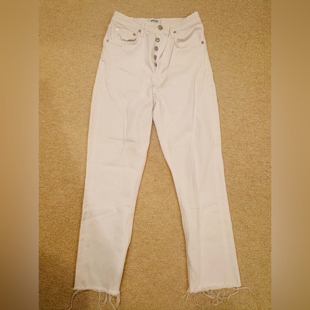 Agolde high rise straight white jeans